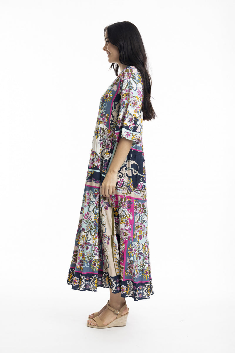 Maxi dress peak - Navy Multi
