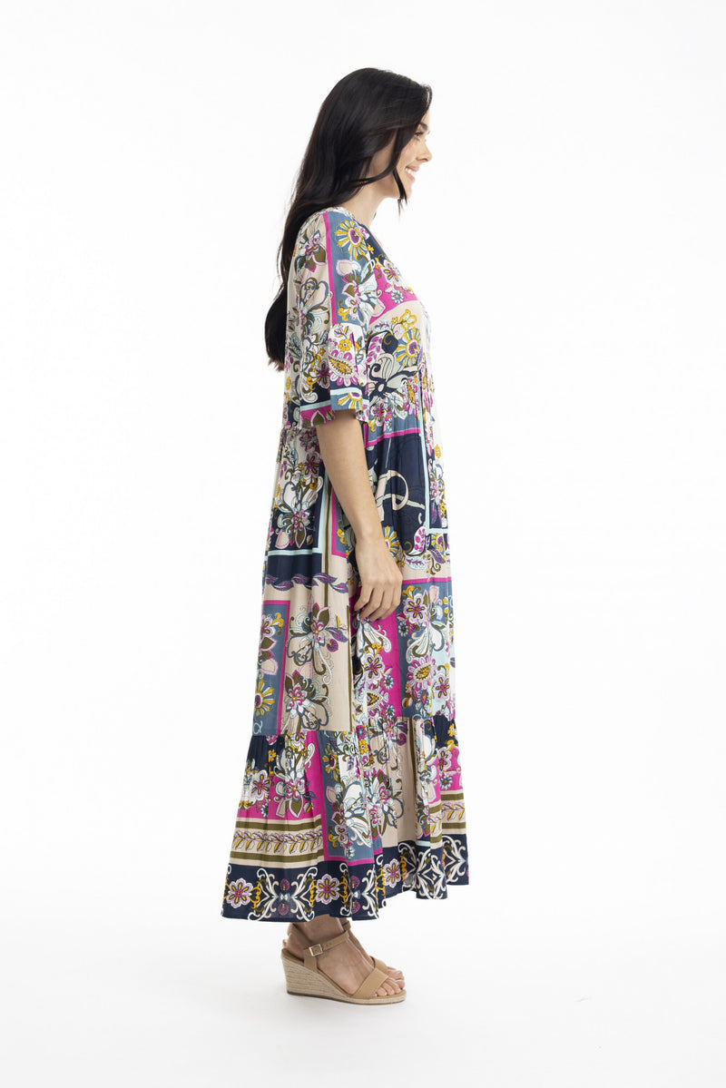 Maxi dress peak - Navy Multi