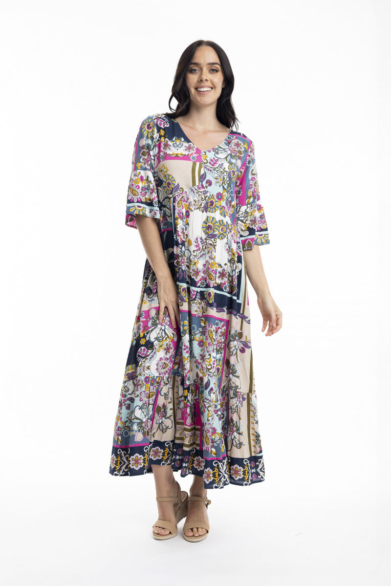 Maxi dress peak - Navy Multi