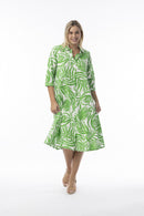 Suriname Cotton Dress - Green & White