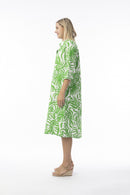 Suriname Cotton Dress - Green & White
