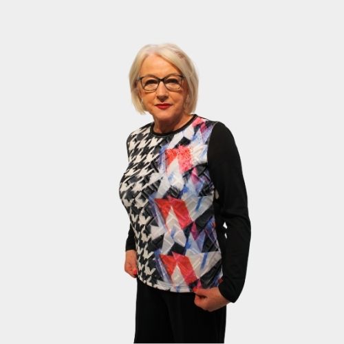 Check & Abstract Round Neck Jumper - Print