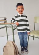 Stripe Long Sleeve Polo Shirt - Olive
