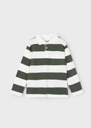 Stripe Long Sleeve Polo Shirt - Olive