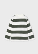 Stripe Long Sleeve Polo Shirt - Olive