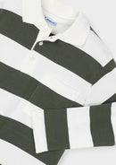 Stripe Long Sleeve Polo Shirt - Olive