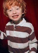 Stripe Long Sleeve Polo Shirt - Plum