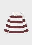 Stripe Long Sleeve Polo Shirt - Plum