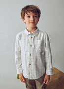 Long Sleeve Check Shirt - Cream