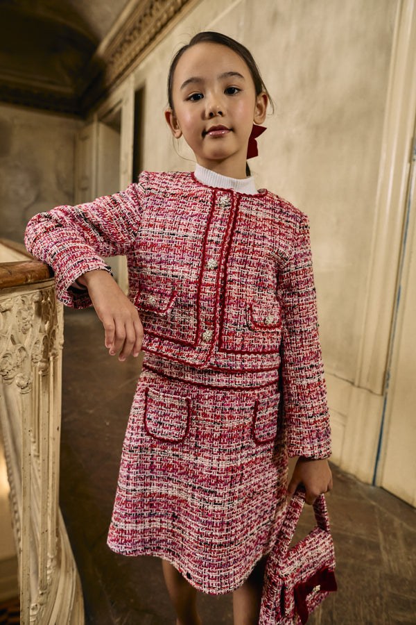 Party Royal Woven Coat - Red Tweed