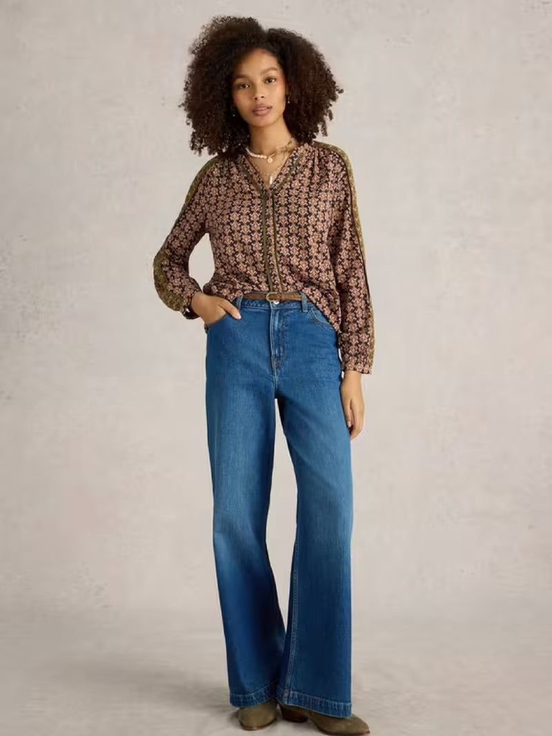 Ayla Wide Leg Jean - Mid Denim