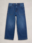 Tia Wide Leg Crop Jean - Dark Denim