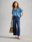 Tia Wide Leg Crop Jean - Dark Denim