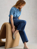 Tia Wide Leg Crop Jean - Dark Denim