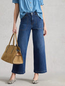 Tia Wide Leg Crop Jean - Dark Denim