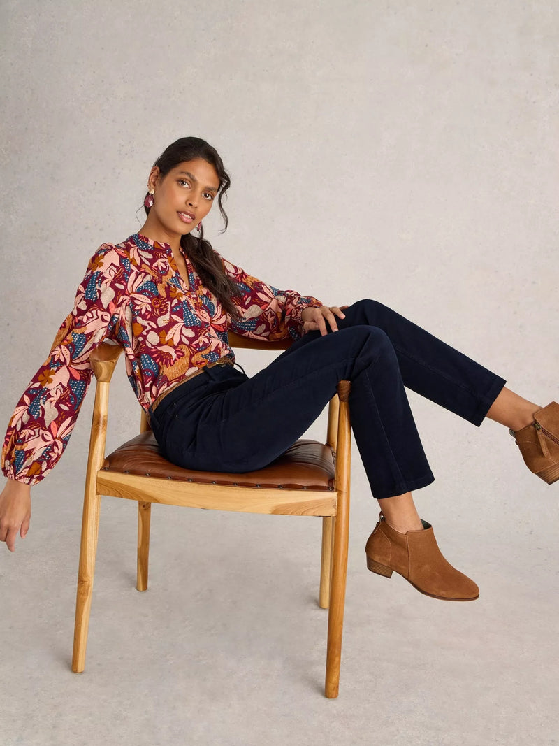 Brooke Straight Cord Trouser - Dark Navy