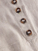Viola Linen Dungaree - Light Natural