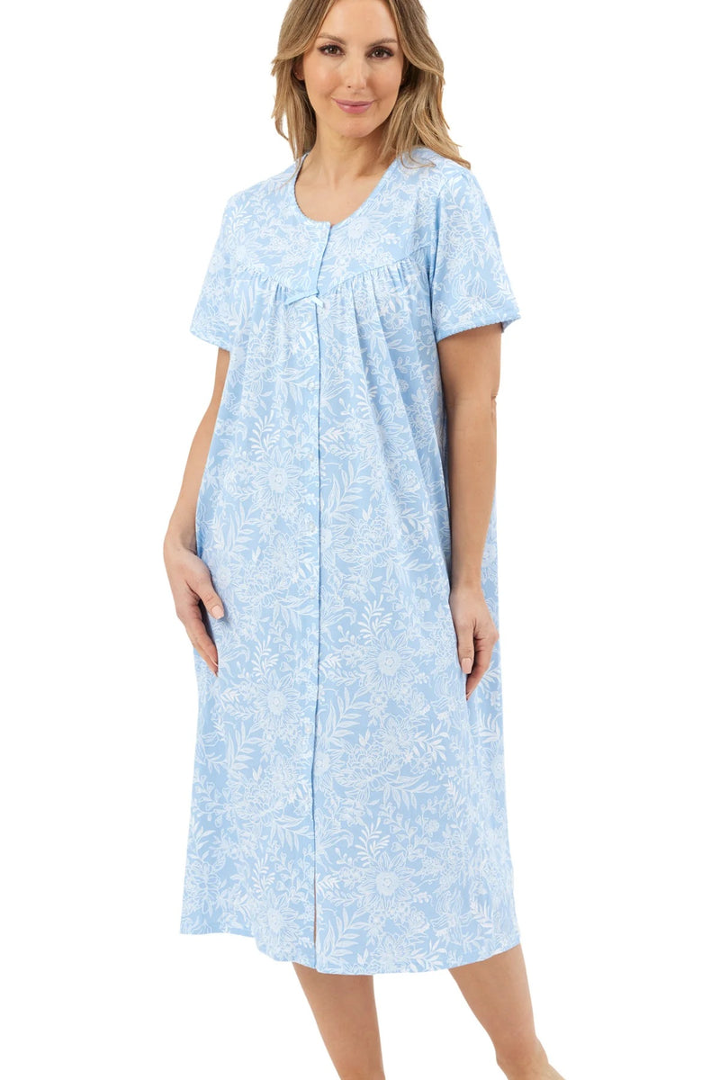 Linear Pastel Button Nightdress - Blue