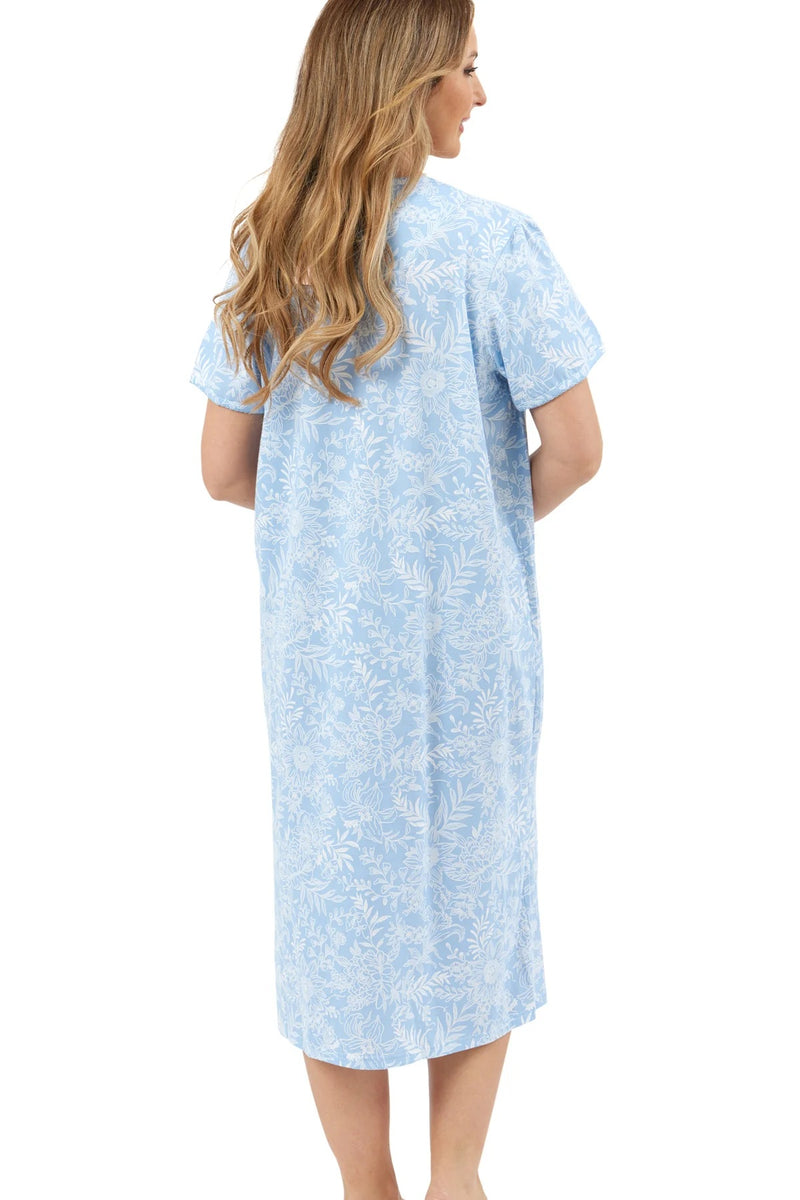 Linear Pastel Button Nightdress - Blue