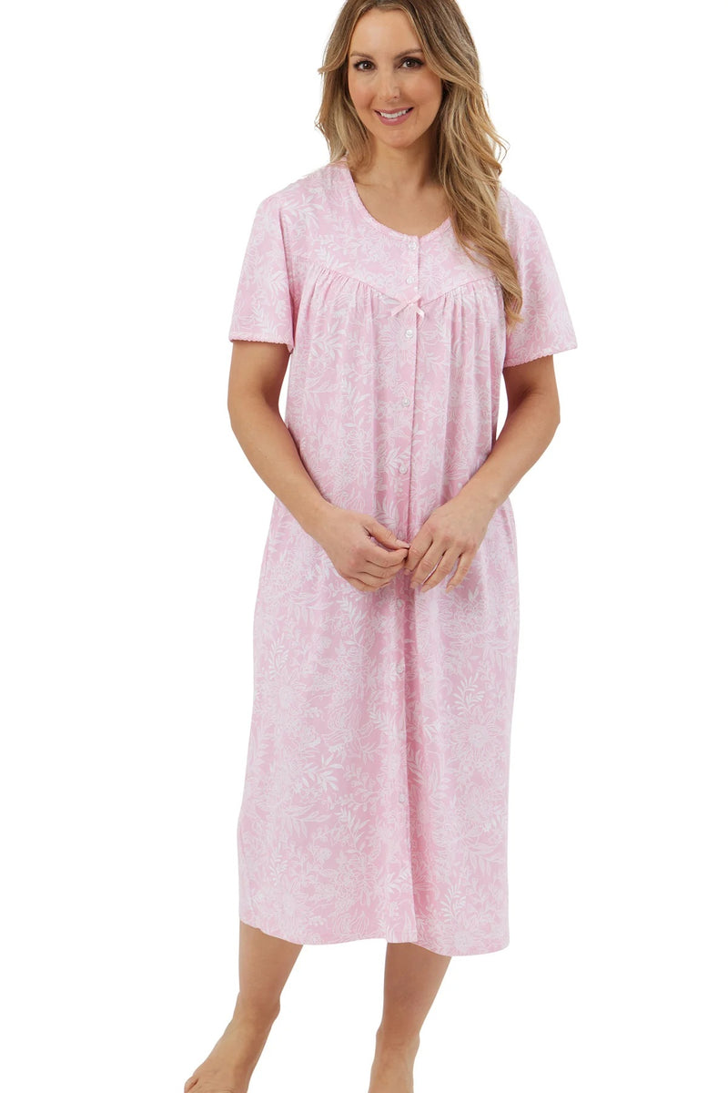 Linear Pastel Button Nightdress - Pink