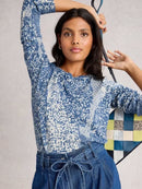 Olive Print Jumper - Blue