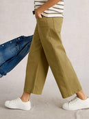 Tia Wide Leg Crop Jean - Khaki Green