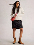 Tia Embroidered Cord Skirt - Grey