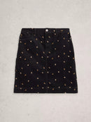 Tia Embroidered Cord Skirt - Grey