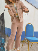 Tia Wide Leg Crop Cord - Natural