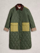 Stella Longline Quilted Coat - Dark Green