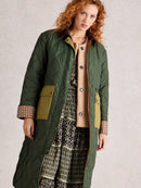 Stella Longline Quilted Coat - Dark Green