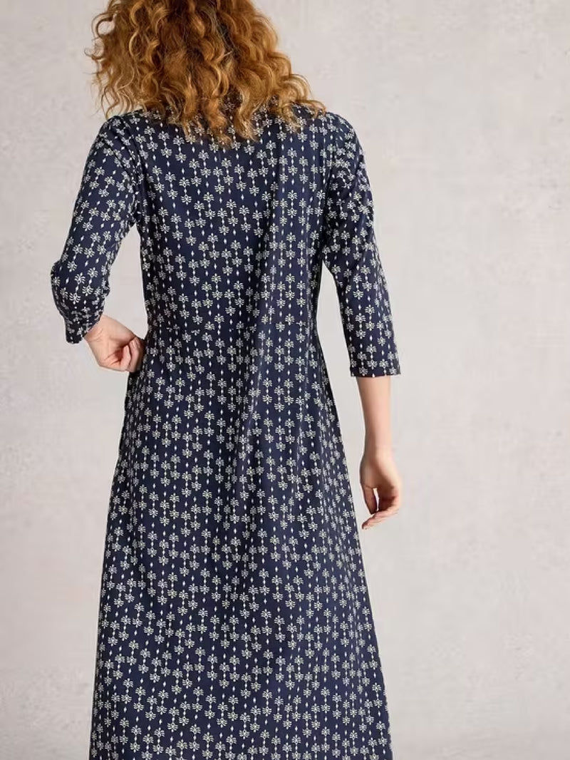 Rua Jersey Shirt Dress - Navy