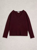 Lily V Neck Jumper - Plum
