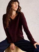 Lily V Neck Jumper - Plum