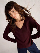Lily V Neck Jumper - Plum