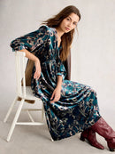 Lucy Velvet Dress - Blue Multi