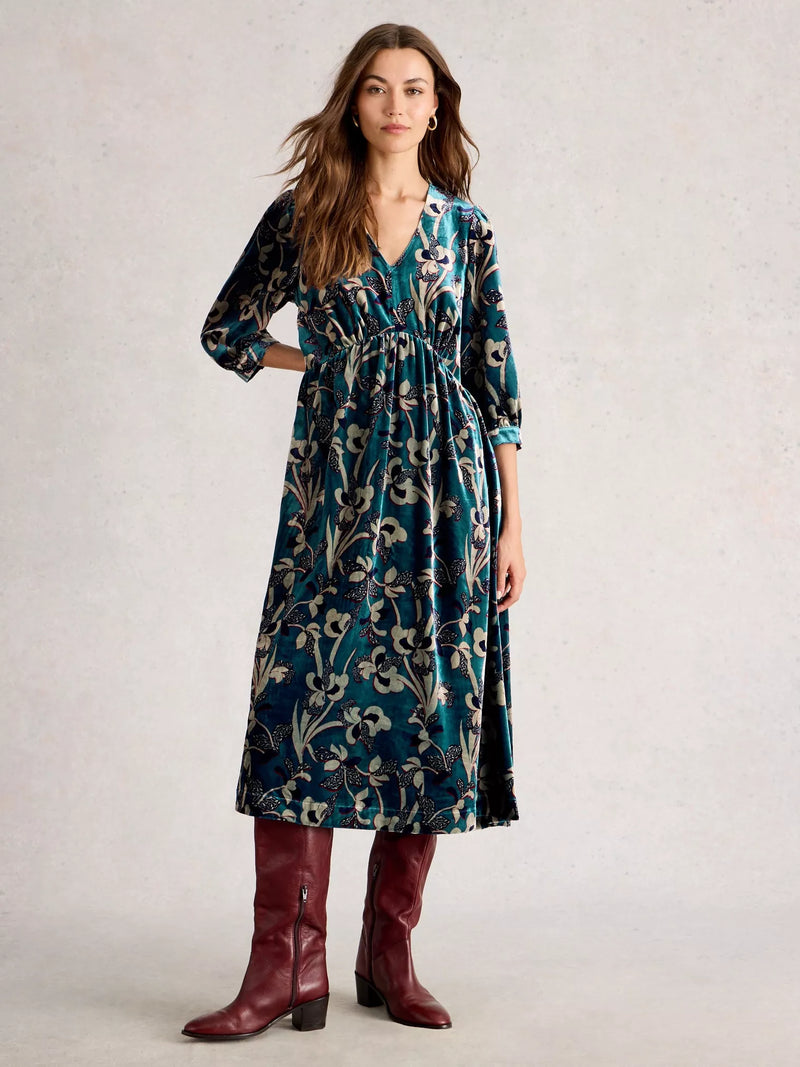 Lucy Velvet Dress - Blue Multi