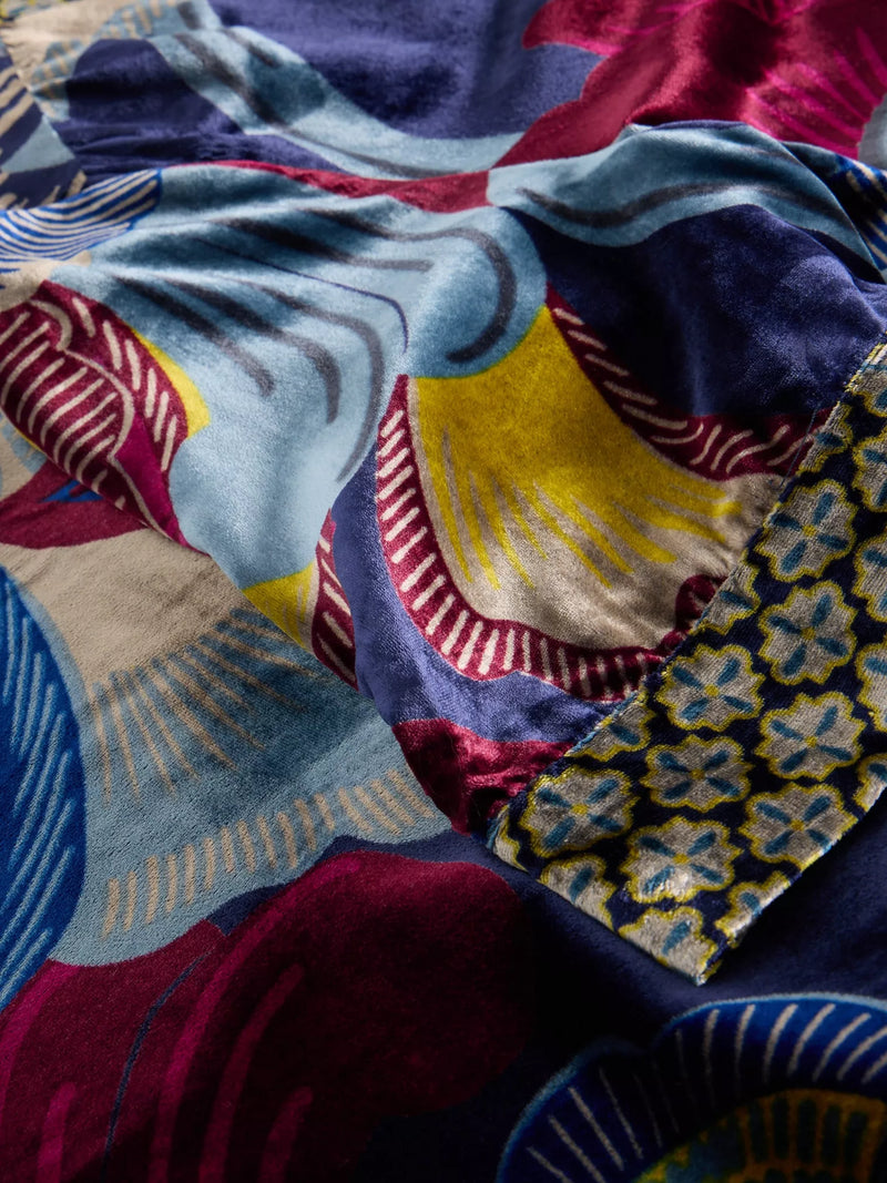 June Velvet Dress - Navy Multi