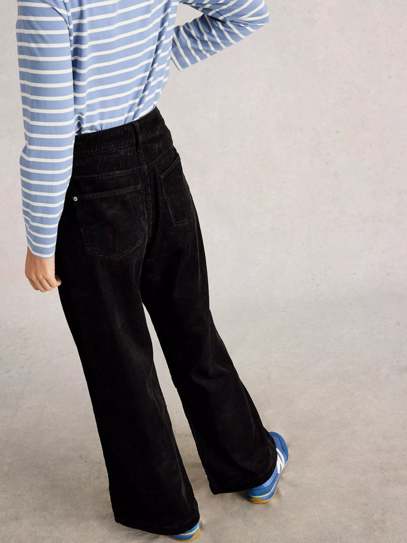 Ayla Cord Wide Leg Trouser - Pure Black
