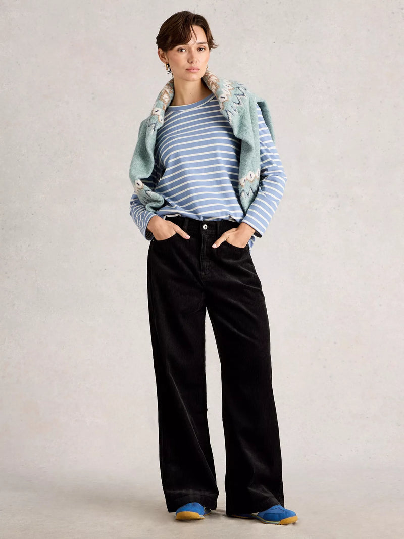 Ayla Cord Wide Leg Trouser - Pure Black