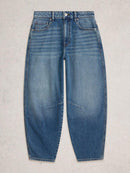 Aubrey Barrel Leg Jean - Mid Denim