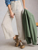 Tia Wide Leg Crop Trouser - Ivory Multi