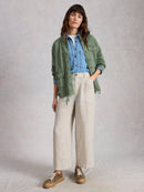 Tia Wide Leg Crop Trouser - Ivory Multi