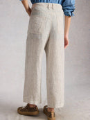 Tia Wide Leg Crop Trouser - Ivory Multi