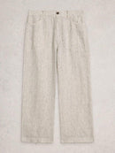 Tia Wide Leg Crop Trouser - Ivory Multi