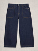 Tia Wide Leg Crop Jeans - Dark Denim