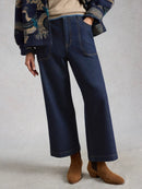 Tia Wide Leg Crop Jeans - Dark Denim