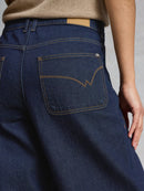 Tia Wide Leg Crop Jeans - Dark Denim