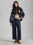 Tia Wide Leg Crop Jeans - Dark Denim
