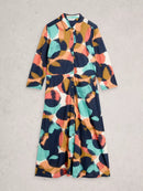 Rua Jersey Shirt Dress - Navy Multi